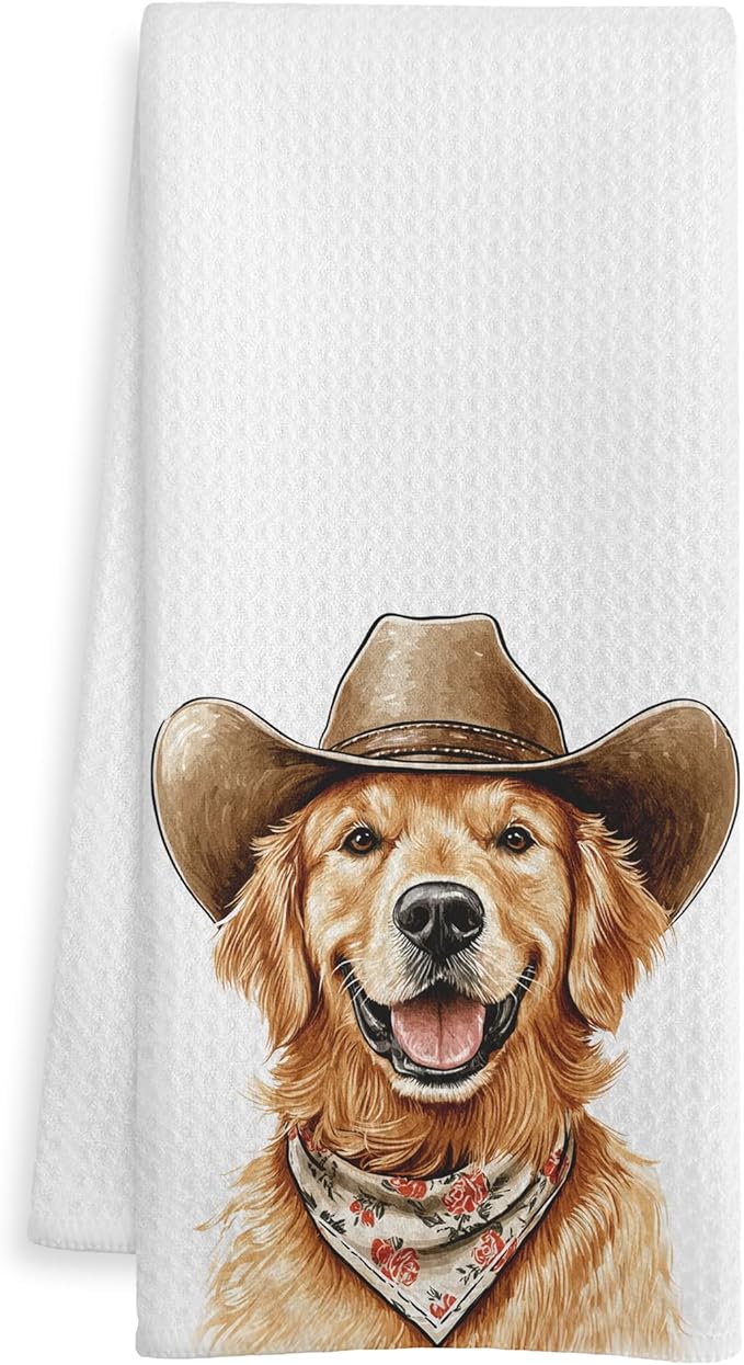 Golden Retriever Gifts Kitchen Towels, Golden Retriever Dog Gifts for Women Dish Tea Towel for Kitchen Decor, Golden Retriever Gifts Hand Towels for Bathroom Decor, 16X24 Inch
