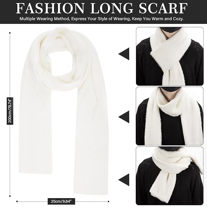 Womens Winter Warm Knit Beanie Hat Touchscreen Gloves Long Neck Scarf Set with Fleece Lined Skull Caps Gifts for Women