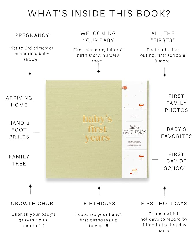 Lamare Baby First Year Book – Baby Memory Book for Girls & Boys - Baby Milestone Book from Pregnancy to Childhood – Cute Baby Book Keepsake Gift