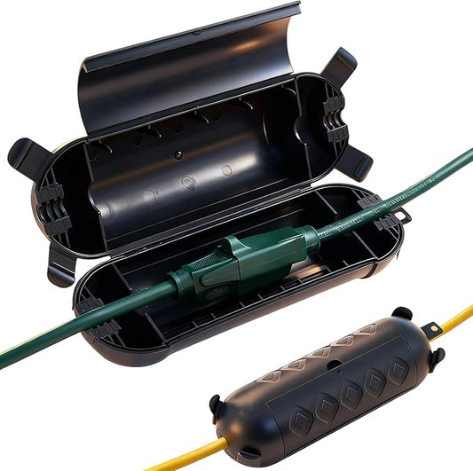 2Pack Outdoor Extension Cord Cover, IP44 Waterproof Extension Cord Protector for Outdoor Connections, Weatherproof Safety Box for Holiday Lights, Garden Tools & Outdoor Appliances, Black