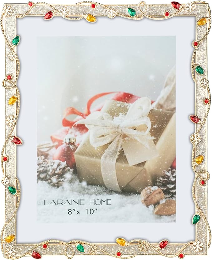 LARAINE Picture Photo Frame 8x10 Metal 2025 Christmas High Definition Display Pictures for Tabletop Home Decorative Holiday Gift (Gold,8x10)