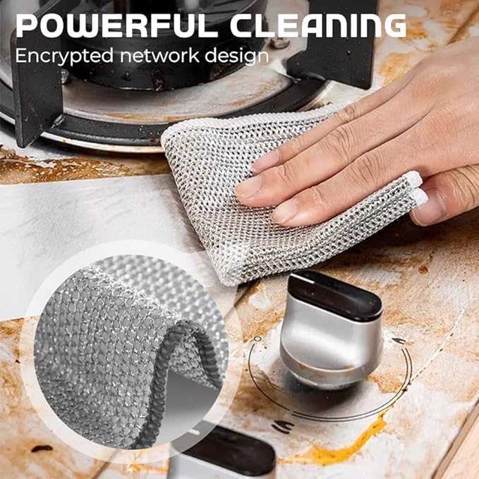 Multipurpose Wire Dishwashing Rags for Wet and Dry, New Double Layer Wire Cleaning Cloths Non Scratch Wire Dishcloth Rag, Reusable Scrubbing Pads for Washing Dishes Kitchen Supplies (15PCS)