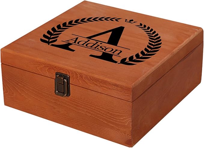 Personalized Keepsake Memory Box Custom Name Wooden Decorative Storage Box with Lids, Christmas Gift Box for Women Men Customized Gifts for Birthday Anniversary Wedding Graduation