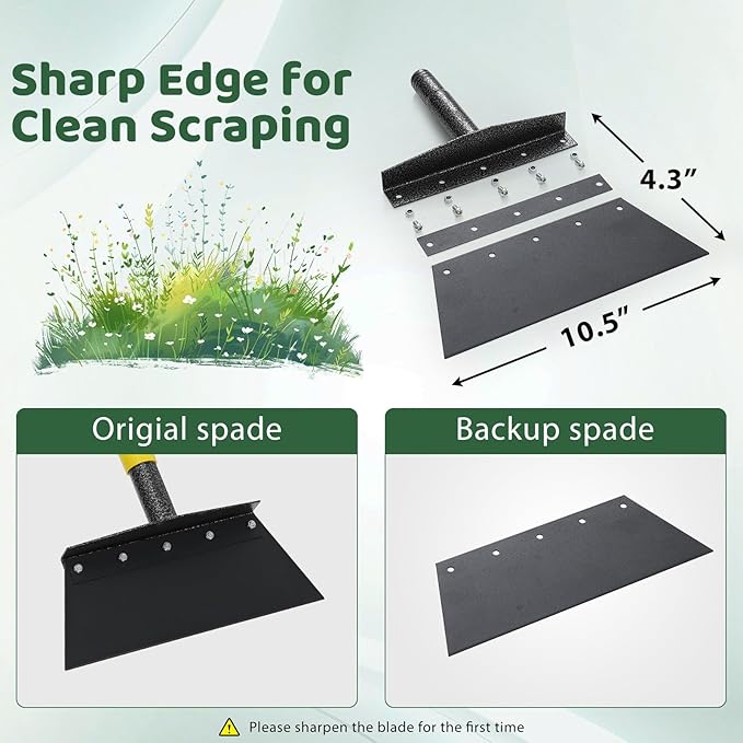 Ice Scraper, Snow Shovel, 2 Spades, 74" Detachable Garden Flat Shovel Scraper, Multifunctional Garden Cleaning Shovels,Heavy Duty Floor Scrapers for Weeding, Edging, Driveway Snow Ice Removal
