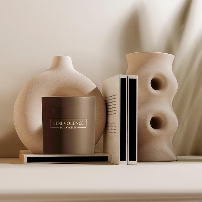 Benevolence LA Rose & Sandalwood Scented Candle | Soy Christmas Candles, Black Candle for Home | Holiday Candles Gifts for Women and Men | Home Fragrance | Aromatherapy | 8oz, 45 Hour Burn
