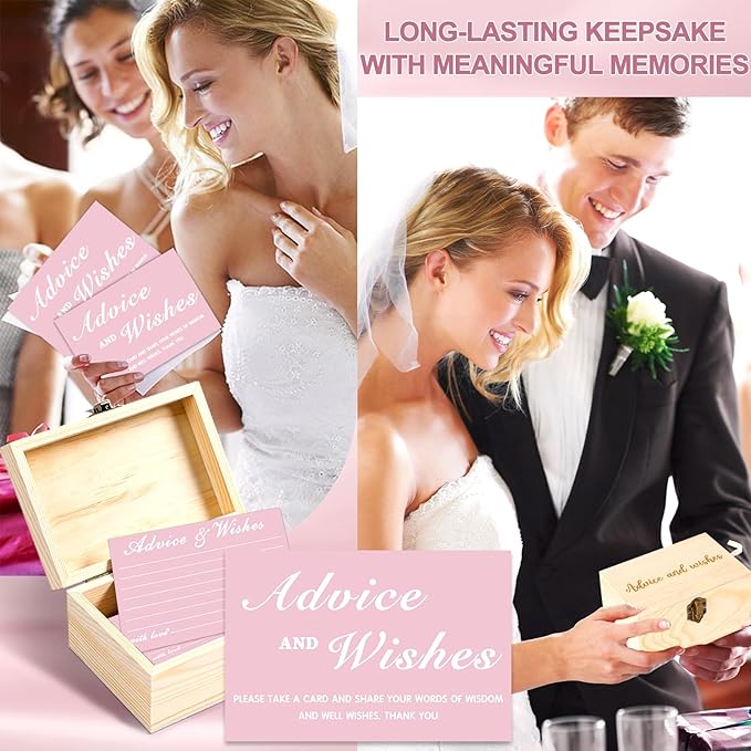 Advice And Wishes For The Mr And Mrs, 51 Pcs Wedding Advice Cards Box for Bridal Shower Decorations, Bridal Shower Games Advice And Wishes Cards Wedding Games For Reception