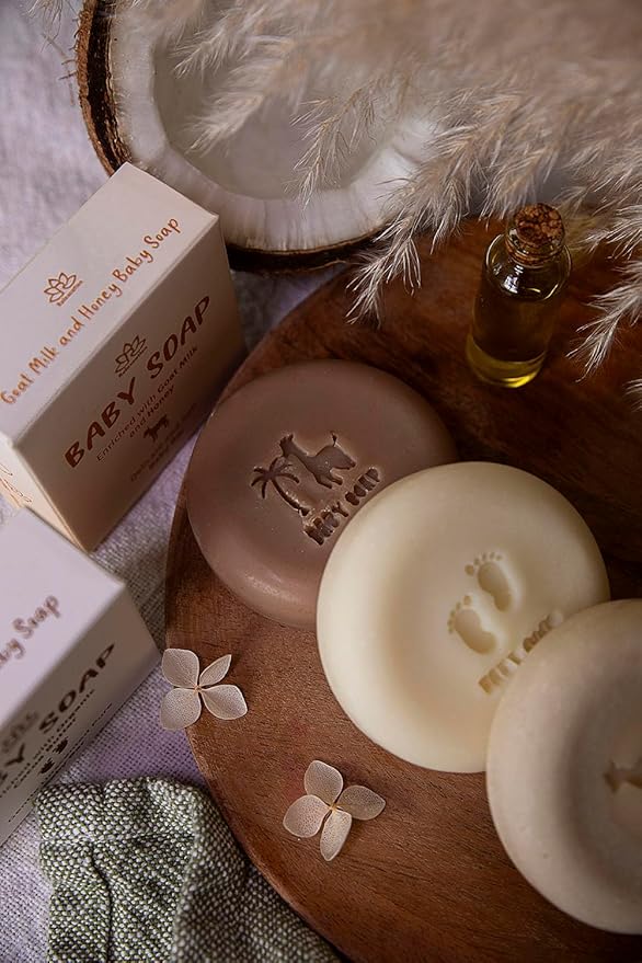 Relaxcation Organic Baby Soap Bars with Goat Milk and Honey - Naturally Cold Processed from Organic Ingredients - Handmade in USA Ideal fro Newborns, babys, Kids and Adults (Pack of 6)