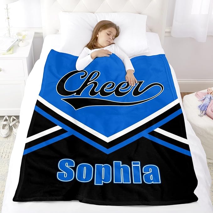 Custom Cheerleading Blanket - Personalized Throw Blanket for Cheerleaders Students Teens Adults (Cheerleading)