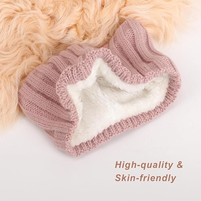 AQOKKA Knit Winter Headbands for Women Fuzzy Wool Fleece Lined Ear Warmers Elastic Turban Crocheted Head Wrap Winter Accessories for Women Cold Weather