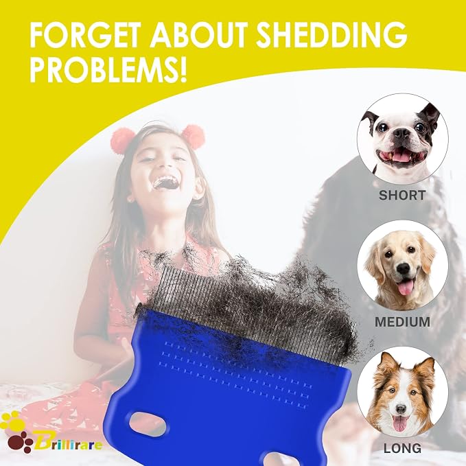 5 Pack Flea Lice Comb, Stainless Steel Dog Cat Grooming Combs with Rounded Teeth, Professional Pet Tear Stain Remover, Dematting Tool for Small, Medium & Large Pets