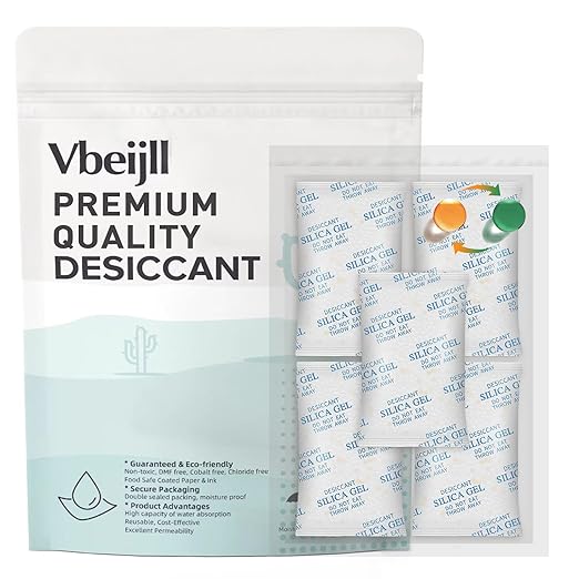 5 Gram (100 Pack) Color-Indicating Silica Gel Packets, Each 5 Pack Individually Sealed, Food Grade Desiccant - Rechargeable Moisture Absorbers for Food Storage, Electronics, 3D Filament & Safes