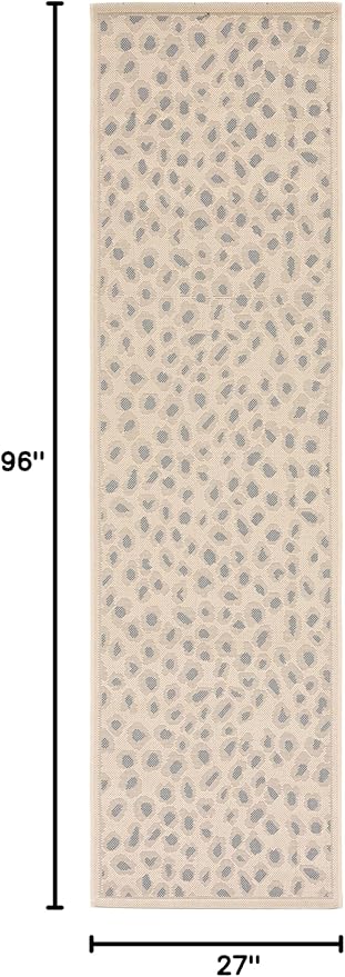 SAFAVIEH Washable Rug Outdoor Courtyard Collection - 2'3" x 8' Runner, Beige & Gold, Non-Shedding & Easy Cleaning, Ideal for Patio, Entryway, Mudroom, Hallway, Kitchen (CY6104-23612)
