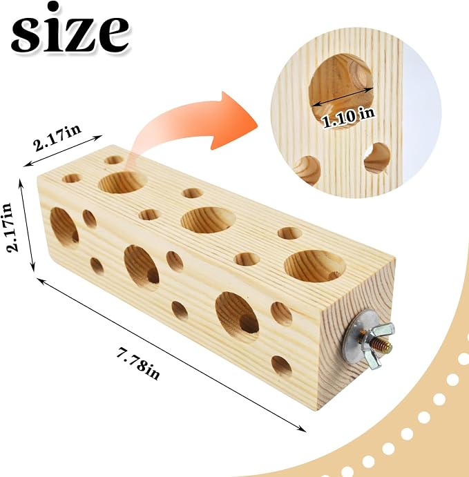 Wooden Bird Chewing Perch,Parrot Chew Block Toys for Medium Birds Parakeet Grinding Perch Foraging Toy Cockatiel Shredding Wood Stand for Budgie Lovebird Conure