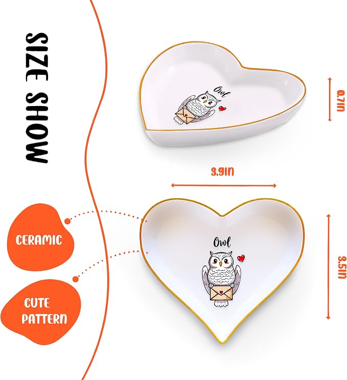 Owl Ring Holder Dish Tray, Gifts For Women Teens Girls, Owl Lovers Themed Stuff Accessories Things Decor Merch, Home Room Ring Earrings Necklace Organizer Holder!