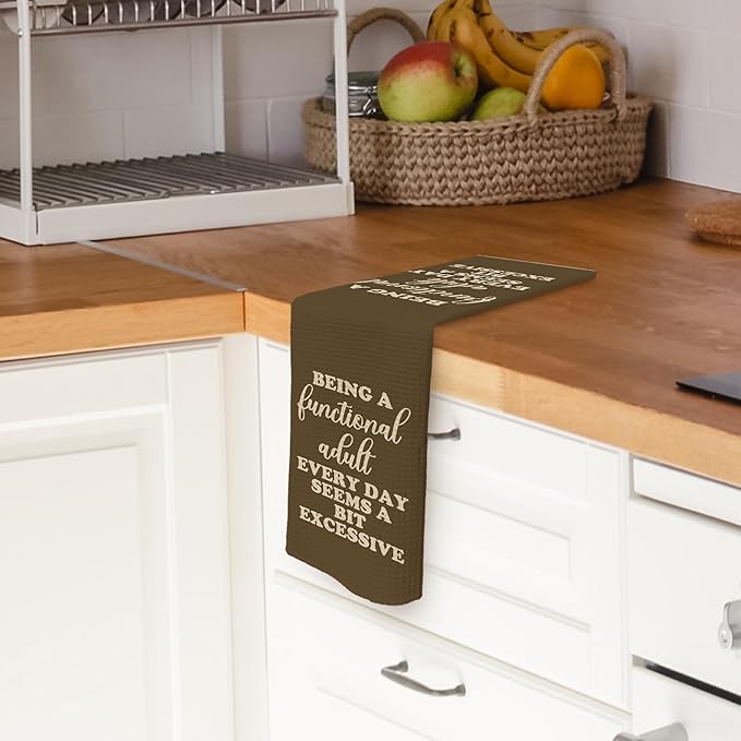 Funny Sarcastic Adult Brown Dish Towels 16x24 Inches, Decorative Absorbent Hand Tea Kitchen Bathroom Towels