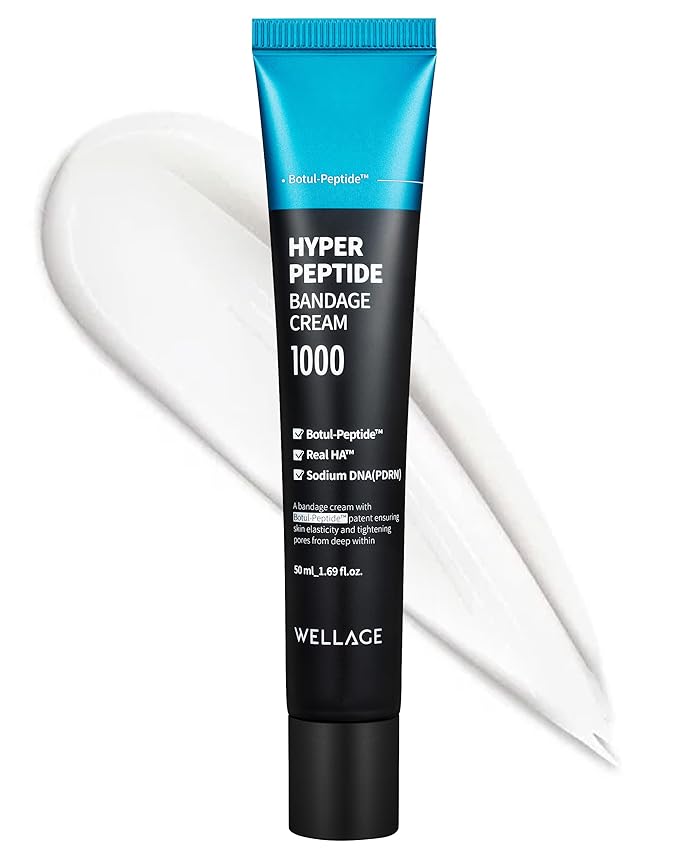 WELLAGE Hyper Peptide Bandage Cream - High-Peptide with Hypoallergenic Salmon DNA PDRN Panthenol Ceramide, Advanced Anti-Aging Korean Face Cream, Pore Elasticity, Plumping, Evens Texture, 1.69 oz