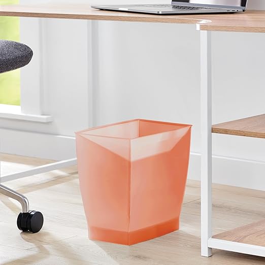 iDesign Small Rectangular Bathroom Trash Set of 2-Tango Orange, Made in USA Waste Can