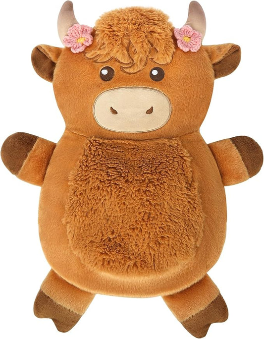 Microwave Heating Pad for Pain Relief, 16" x 12" Microwavable Heating Pads for Cramps, Back Pain, Neck Shoulder, Muscles, Knee, Joints, Natural Heat Pack Moist Heat, Highland Cow Adorned with Flowers