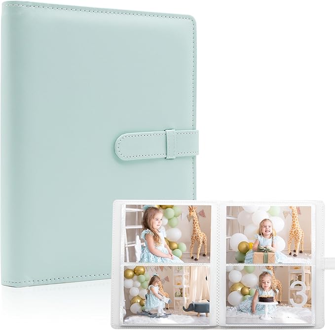 Photo Albums 4x6 Pictures – 152 Pockets Vegan Leather Cover Memory Album Book, Suitable for Family Wedding Boys Girls and Babies Storage (Mint)