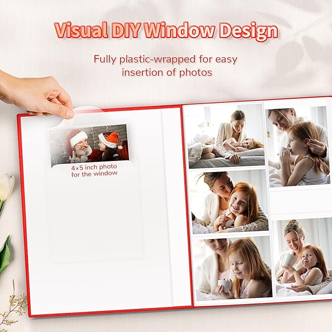 Photo Album 4x6 with 600 Pockets,Slip-in Picture Albums,Linen Cover Memory Book with Front Window,White Page Vertical Photo Book for Wedding,Family,Anniversare,Baby,Vacation
