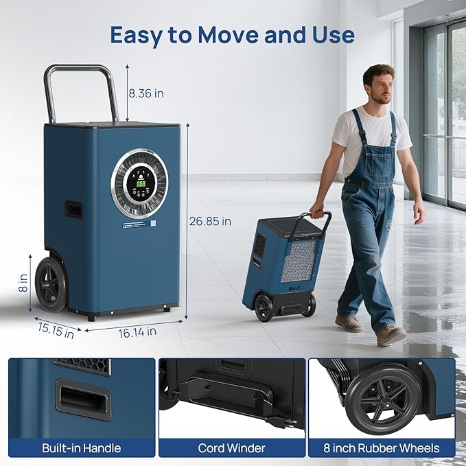 ARGENDON 170 Pints Commercial Home Dehumidifier with Pump for Basement up to 2100 sq.ft Drain Hose for Industrial Humidity Control, Water Damage Restoration, Basement, Garage, Whole House