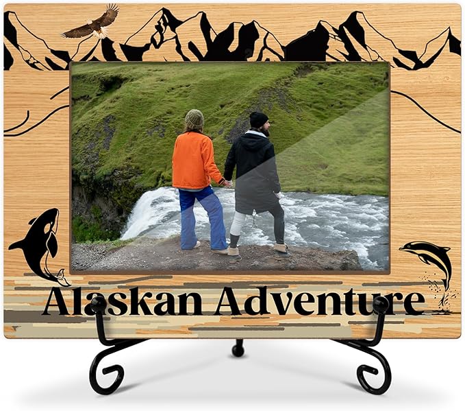 WwongxianB Alaska Souvenirs Wood Photo Frame Wedding Honeymoon Vacation Gifts for Couple Alaska Tabletop Display 4 x 6 Picture Frame Gifts for Friends BFF, Home Office Desk Holiday Decorations -21