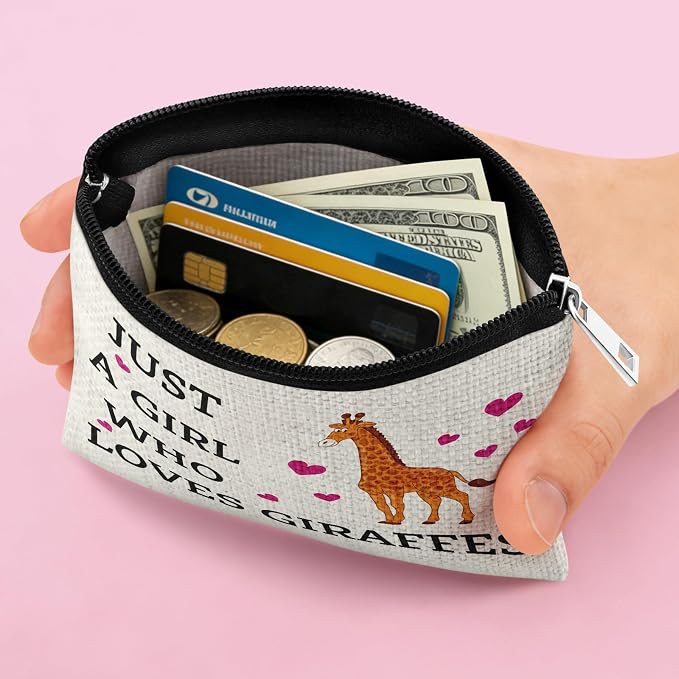 Giraffe Coin Purse for Giraffe Lovers Women Animal Lovers Gifts Friend Sister Daughter Wife Mom Giraffes Lover Valentines Gift Students Teen Graduation Gifts Zipper Change Pouch