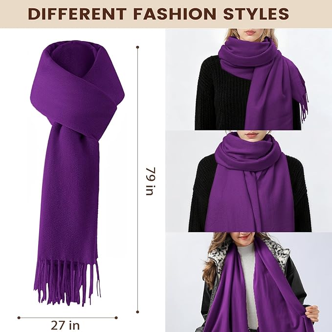 Women Winter Hat Beanie+Long Scarf+Touch Screen Gloves Set, Warm Clothes Set with Knit Fleece Lined for Women/Men Winter