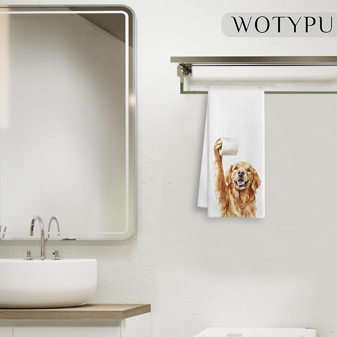 Funny Golden Retriever Gifts Bathroom Hand Towels, Golden Retriever Dog Lovers Gifts Decorative Hand Towels for Kids Guest Bathroom Washroom Half Bath, 16X24 Inch