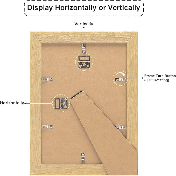 9x13 Picture Frame Display 4 opening 4X6 Picture Frame Collage,Multi Photo Frame with Mat,Plexiglass,Wall or Tabletop Decor,Natural Wood Grain