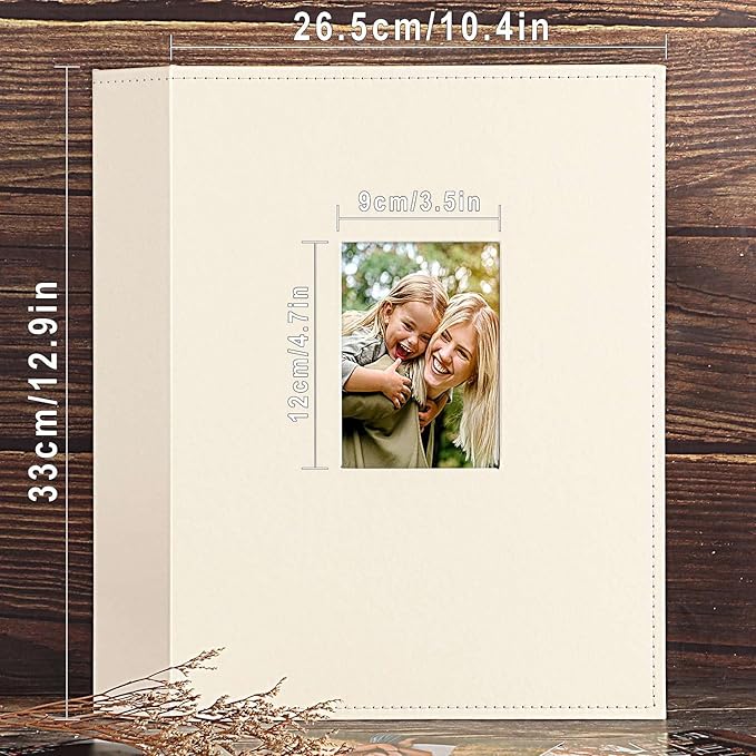 Ywlake Photo Album 4x6 400 Pockets, Leather Photo Albums Holds 400 Vertical Pictures Only Beige