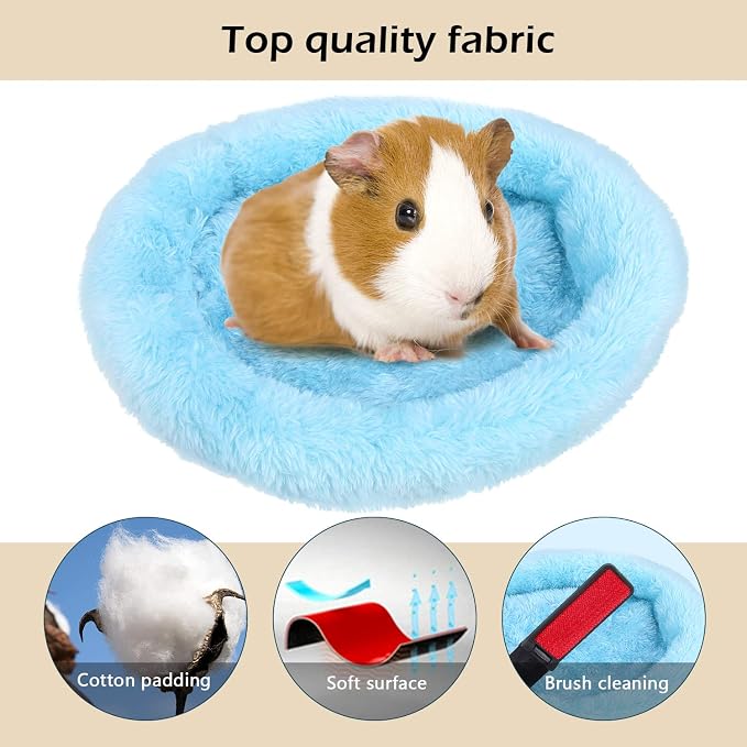 FEBSNOW Guinea Pig Bed Soft Fleece Nest for Hamster Small Animals | ﻿ Natural Cotton and Soft Wool, Guinea Pig Bed, Hamster Bed, Machine Washable Warm Nest, Hair Remover Brush Included