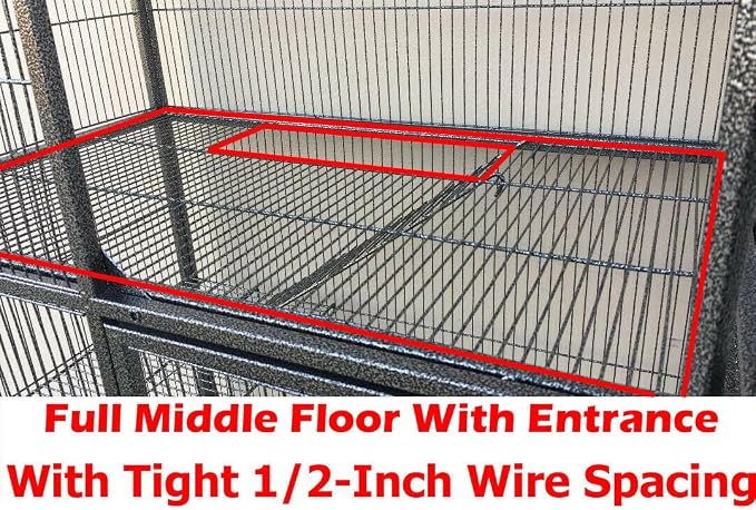 XX-Large 37"x24"x63"H Two Full Story Deluxe Double Unit Critter Cage Extra Large Double Large Front Doors Tight 1/2-inch Wire Spacing for Feisty Ferret Hammock Chinchilla Cat Sugar Glider On Wheels