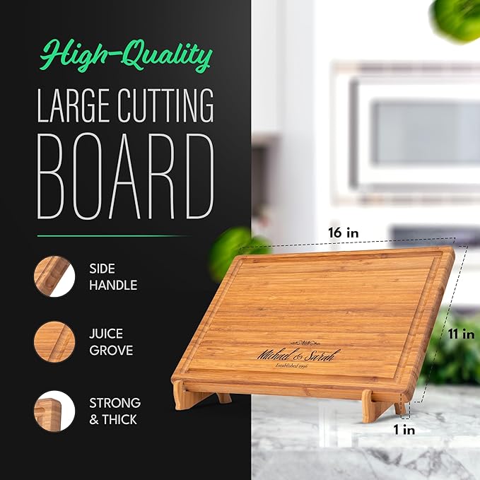 Personalized Cutting Board - Custom Engraved Wood Charcuterie Board Perfect for Wedding Gift, Mother's Day & Anniversary, With Gift Box & Stands - Medium (12'' x 9'' x 0.75")