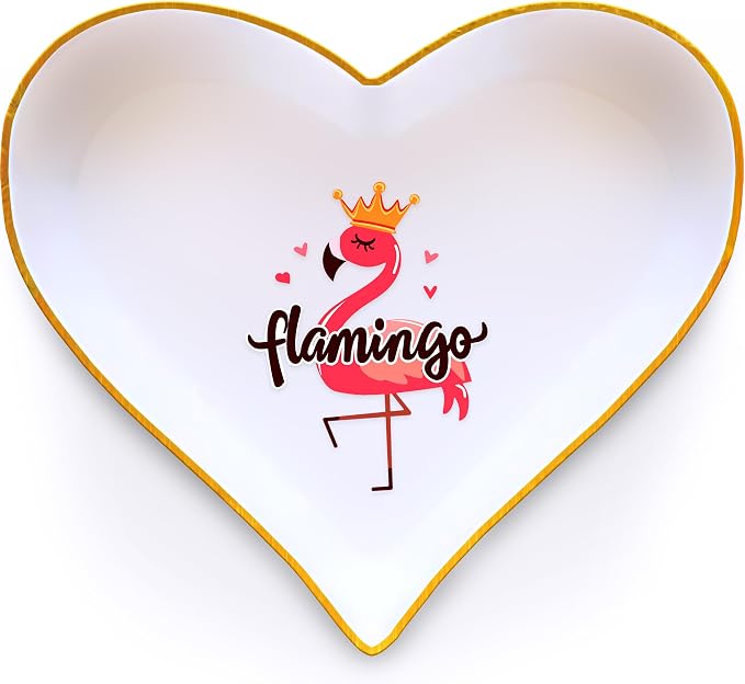 Flamingo Ring Holder Dish Tray, Gifts For Women Teens Girls, Flamingo Lovers Themed Stuff Accessories Things Decor Merch, Home Room Ring Earrings Necklace Organizer Holder!
