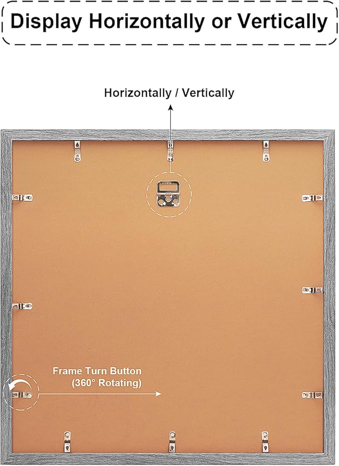 17x17 Collage frame with 9 Openings 4X6 Pictures, Multiple Picture Frame with Mat, Wall or Tabletop Decor, Grey Wood Grain,2 Pack