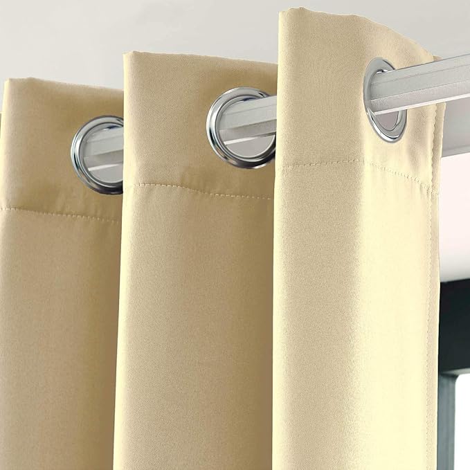 LA PALMA Thermal Insulated Blackout Darkening Grommet Living Room Curtains Window Drapes for Bedroom Pack of 2 Panels