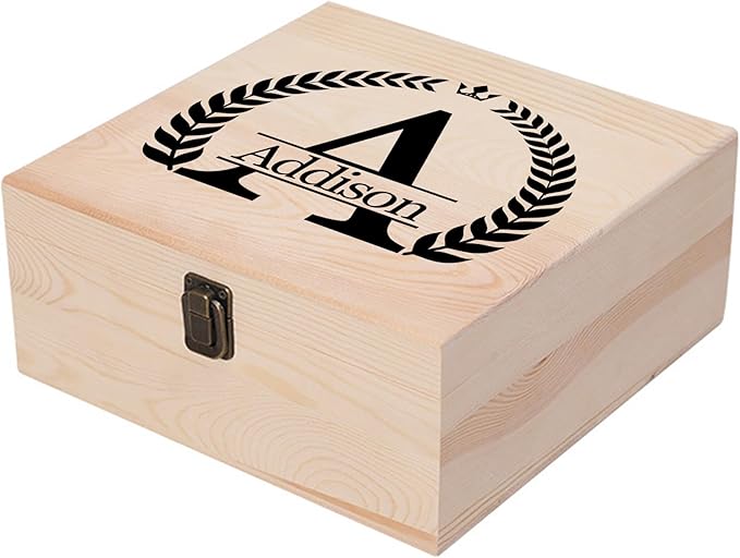 Personalized Keepsake Memory Box Custom Name Wooden Decorative Storage Box with Lids, Christmas Gift Box for Women Men Customized Gifts for Birthday Anniversary Wedding Graduation