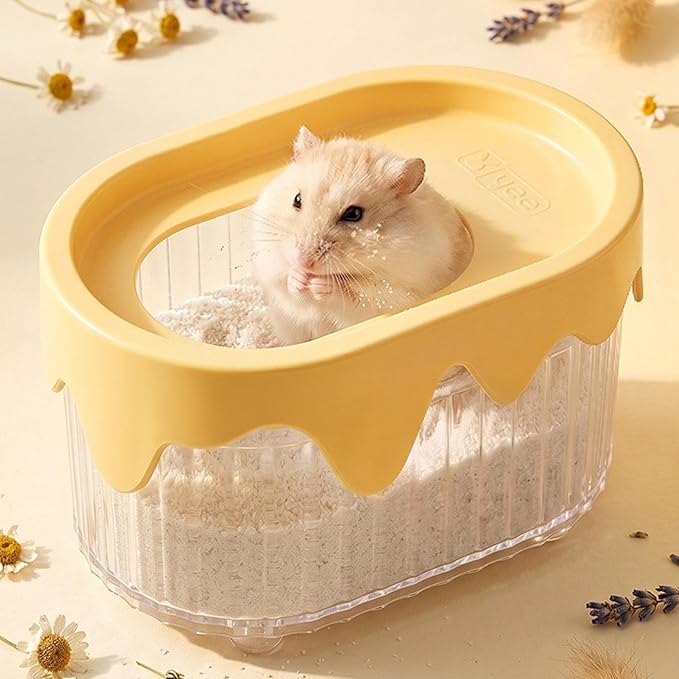 Hamster Sand Bath Box - Dust Bath Toilet | Splash Resistant Enclosure | Large Capacity Interior, Polystyrene & ABS Construction, Enclosed Grooming Space, Helps Contain Sand Scatter, for Hamsters,
