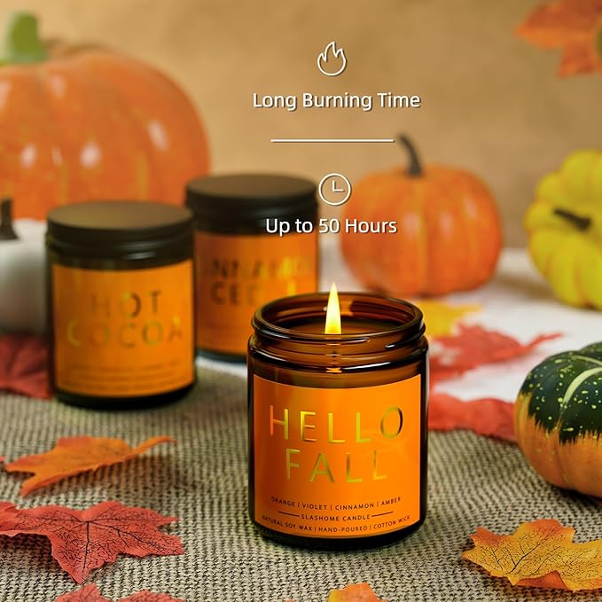 Fall Scented Candles Hot Cocoa 7oz – Rich Chocolate & Creamy Marshmallow Soy Wax Candle for Cozy Autumn Home Décor, Perfect Fall Gift for Chocolate Lovers, 50 Hour Long Burn