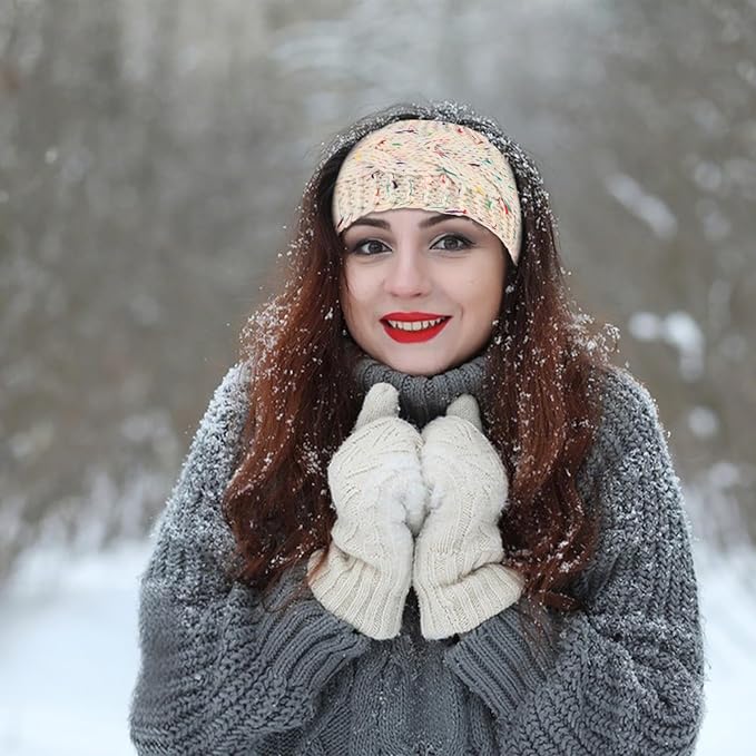 4 Pack Winter Headbands for Women Ear Warmers Warm Headbands for Women Knit Hair Bands Headwear for Cold Weather Winter Hair Accessory Ideal Gifts