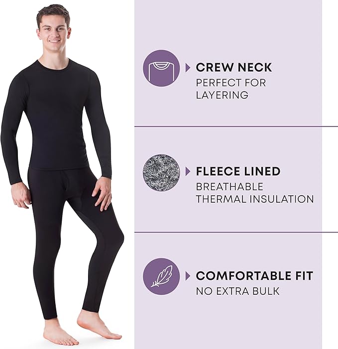 Rocky Thermal Underwear Men Long Johns Men Thermal Underwear Thermals Mens Base Layer Mens Thermals Top and Bottom Set