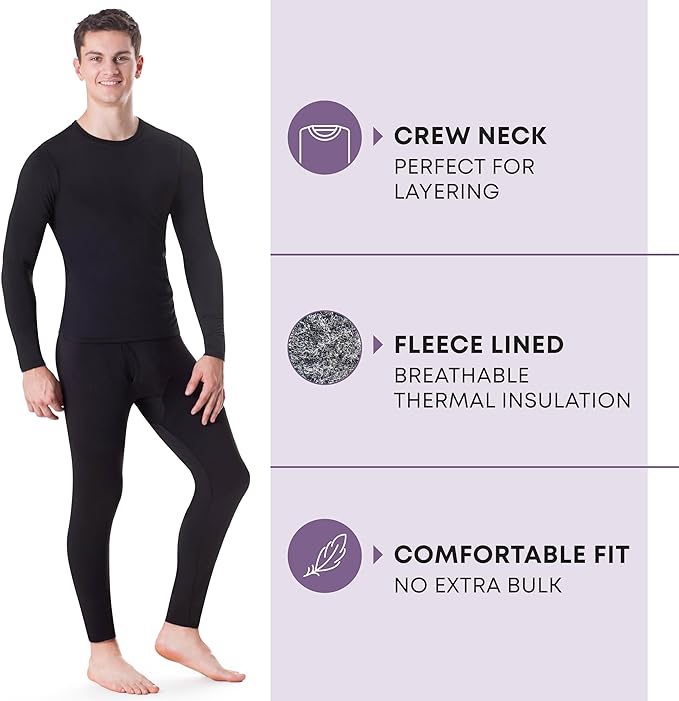 Rocky Thermal Underwear Men Long Johns Men Thermal Underwear Thermals Mens Base Layer Mens Thermals Top and Bottom Set