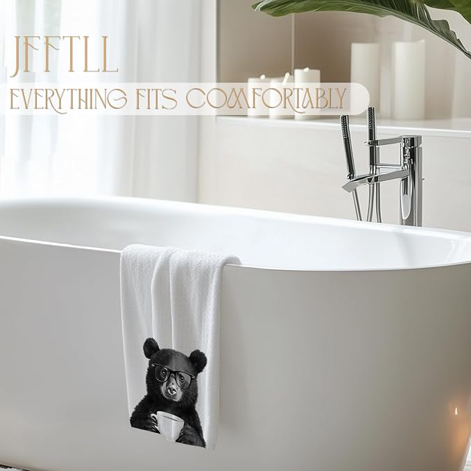 Bear Gifts Coffee Kitchen Towels, Gifts for Coffee Lovers Decorative Hand Tea Towel for Kitchen Home Bar, Funny Bear Owners Coffee Bar Decor,16x24 Inch