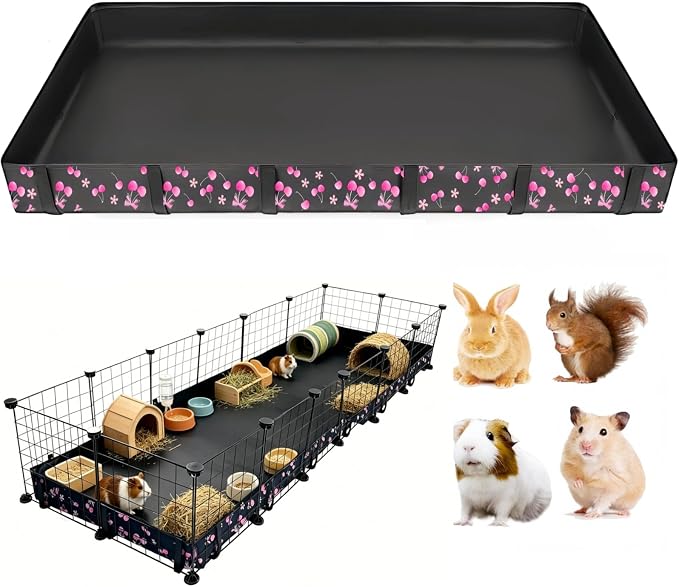 DZWLKJ Waterproof Guinea Pig Cage Liner,Washable Tarp Bottom Base,Cherry Graphic,24"x72", Reusable for Rabbit, Chinchilla, Hedgehog, Ferret & Other Small Animals.