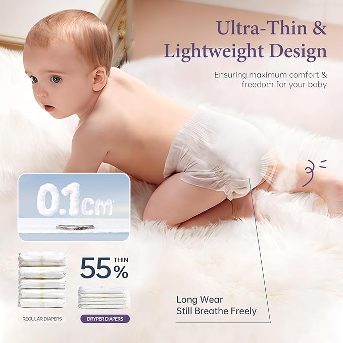 Baby Nappies - Size 3 (6-11kg / 13-24 lbs), 6 Pack of 7 Nappies (42 Total), Ultra Soft, Super Absorbent, Disposable Baby Diapers