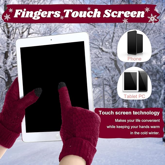 JenPen 4 Pcs Winter Hat Scarf and Gloves Set for Women Include Ear Cover Cold Weather Scarf Hat Knit Beanie Gloves