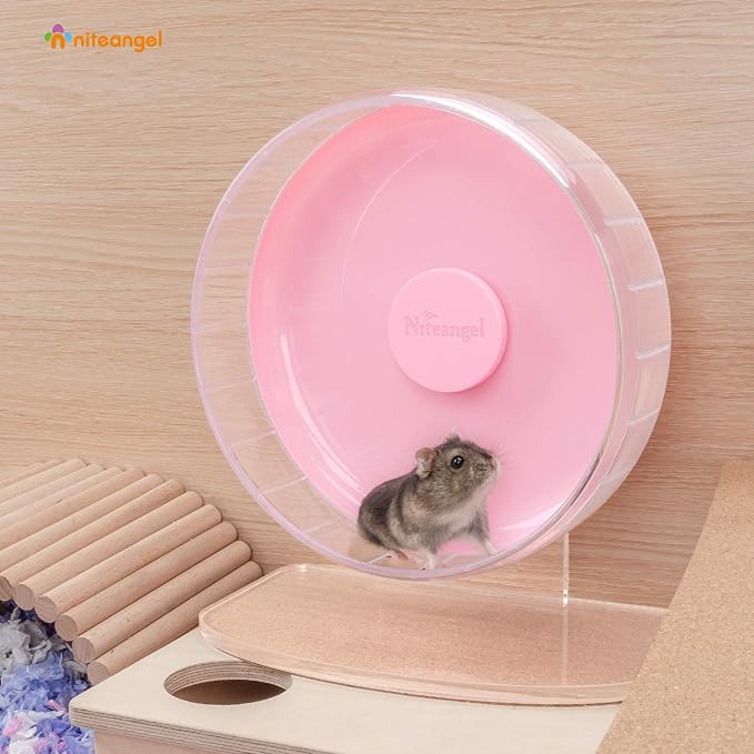Niteangel Super-Silent Hamster Exercise Wheel: Quiet 8.2 inch Running Wheel | Can 9.1-11.8" Adjustable Height - No Bend Back Spinner Running for Dwarf Syrian Hamster Gerbils Mice Or Other Small Animal