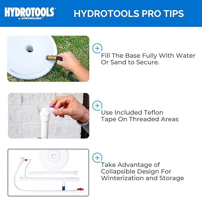 SWIMLINE HYDROTOOLS Tube Style 7 Foot Poolside Shower, Adjustable Head & Foot Tap Spigot With Valve Controls, Standard Garden Hose, Environmentally Friendly, Outdoor Backyard Poolside Beach Spa