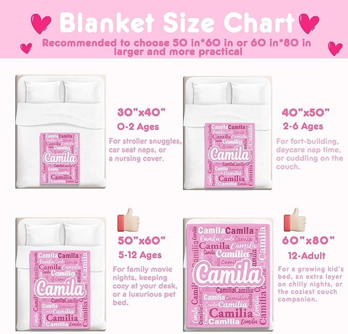 Ships Next Day- Custom Blanket with Name, Personalized Kids Throw Blankets, Teen Girl Gifts Trendy Stuff, Christmas Birthday Gifts for Boys Girls